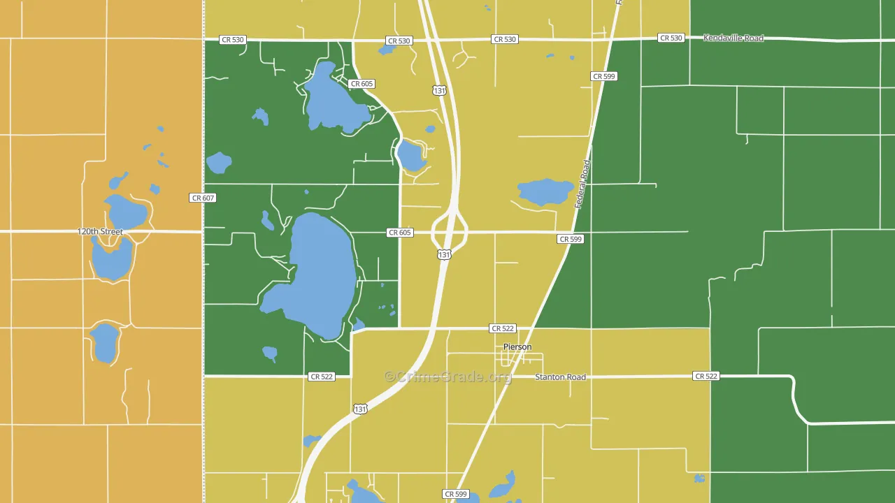 Pierson, MI Map of Vehicle Theft Rates