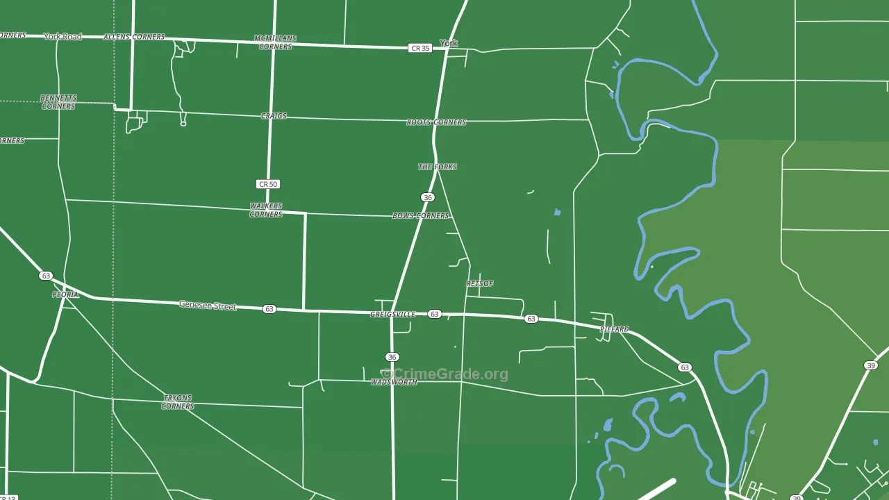 Piffard, NY Map of Vehicle Theft Rates