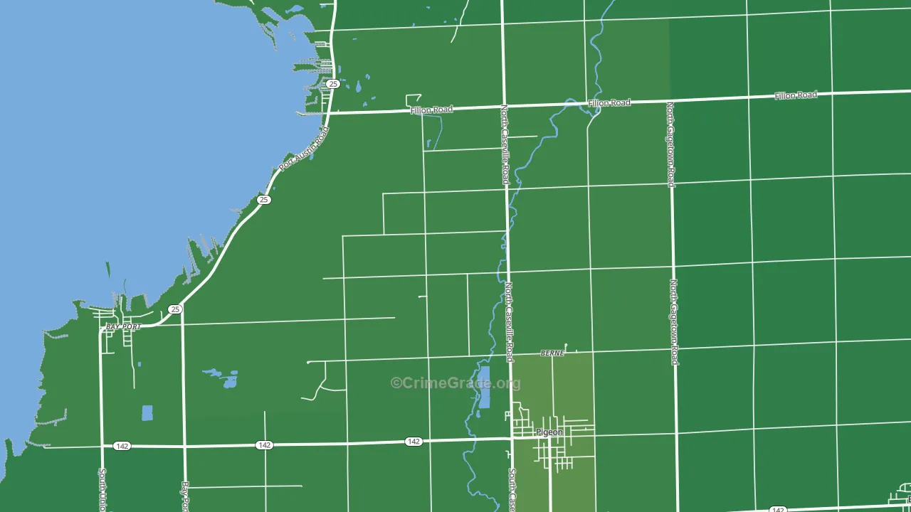 Pigeon, MI Map of Vehicle Theft Rates