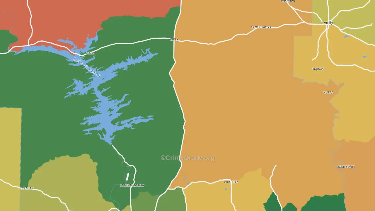 Pike County, AR Map of Vehicle Theft Rates