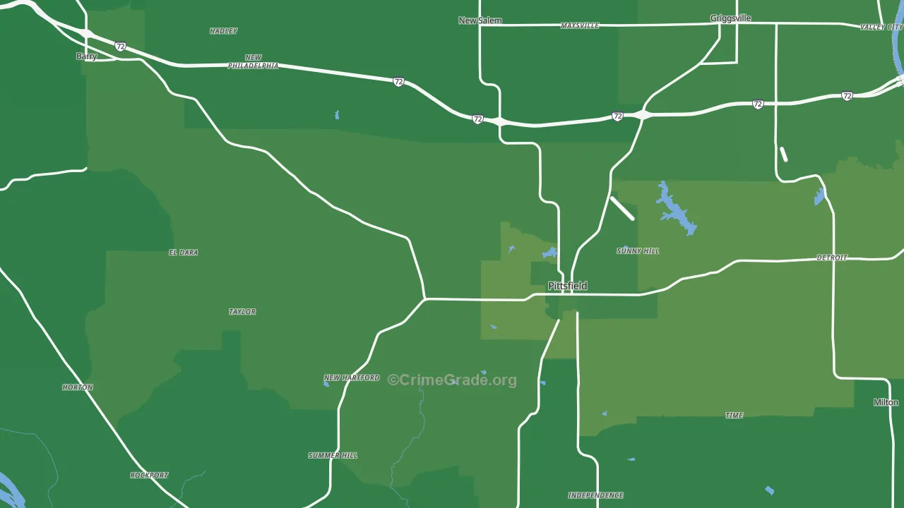 Pike County, IL Map of Vehicle Theft Rates