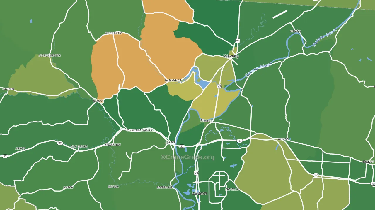 Pike County, OH Map of Vehicle Theft Rates