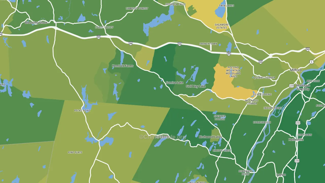 Pike County, PA Map of Vehicle Theft Rates