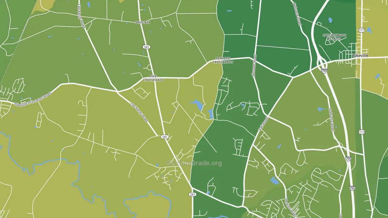 Pike Crossroads, NC Map of Vehicle Theft Rates
