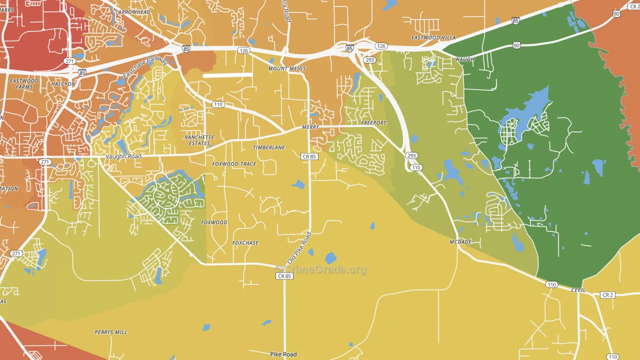 Pike Road, AL Map of Vehicle Theft Rates