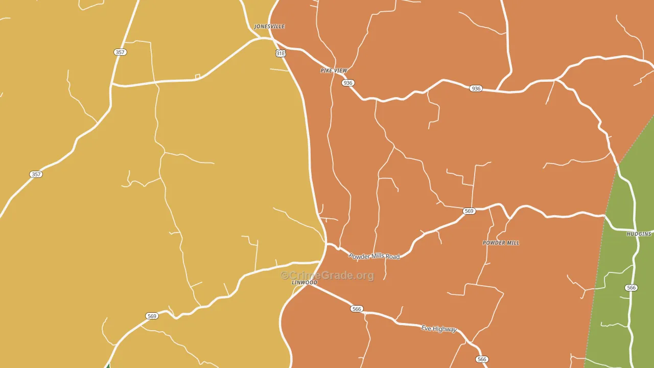 Pike View, KY Map of Vehicle Theft Rates