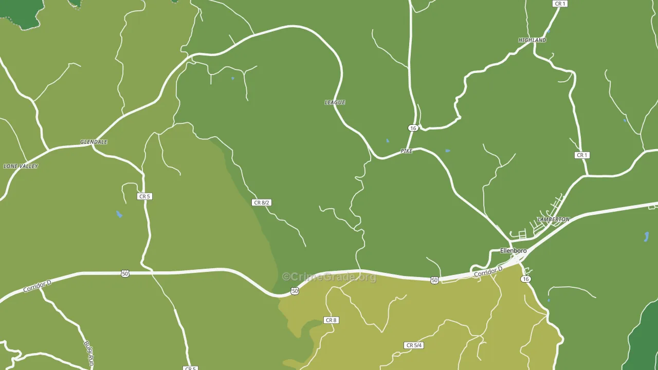 Pike, WV Map of Vehicle Theft Rates