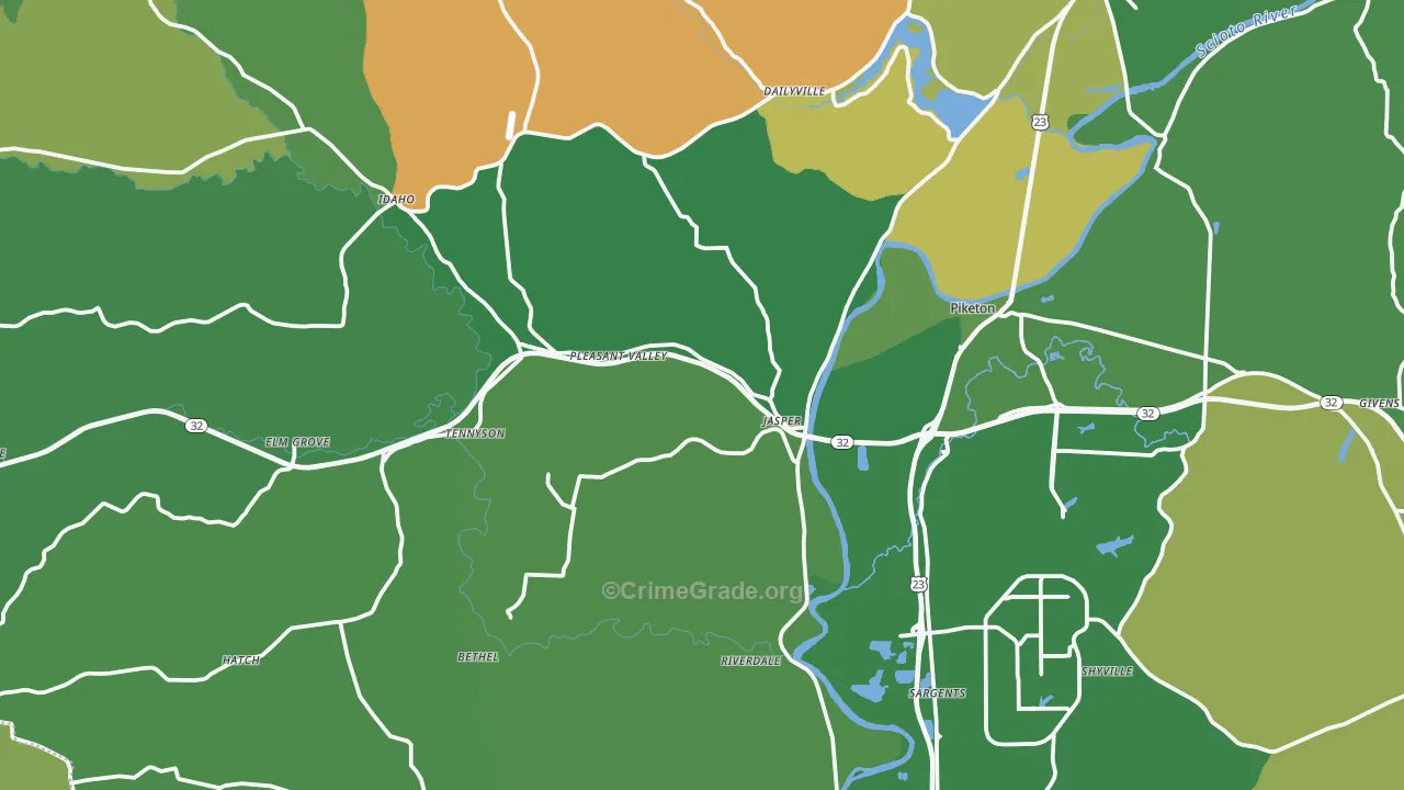Piketon, OH Map of Vehicle Theft Rates
