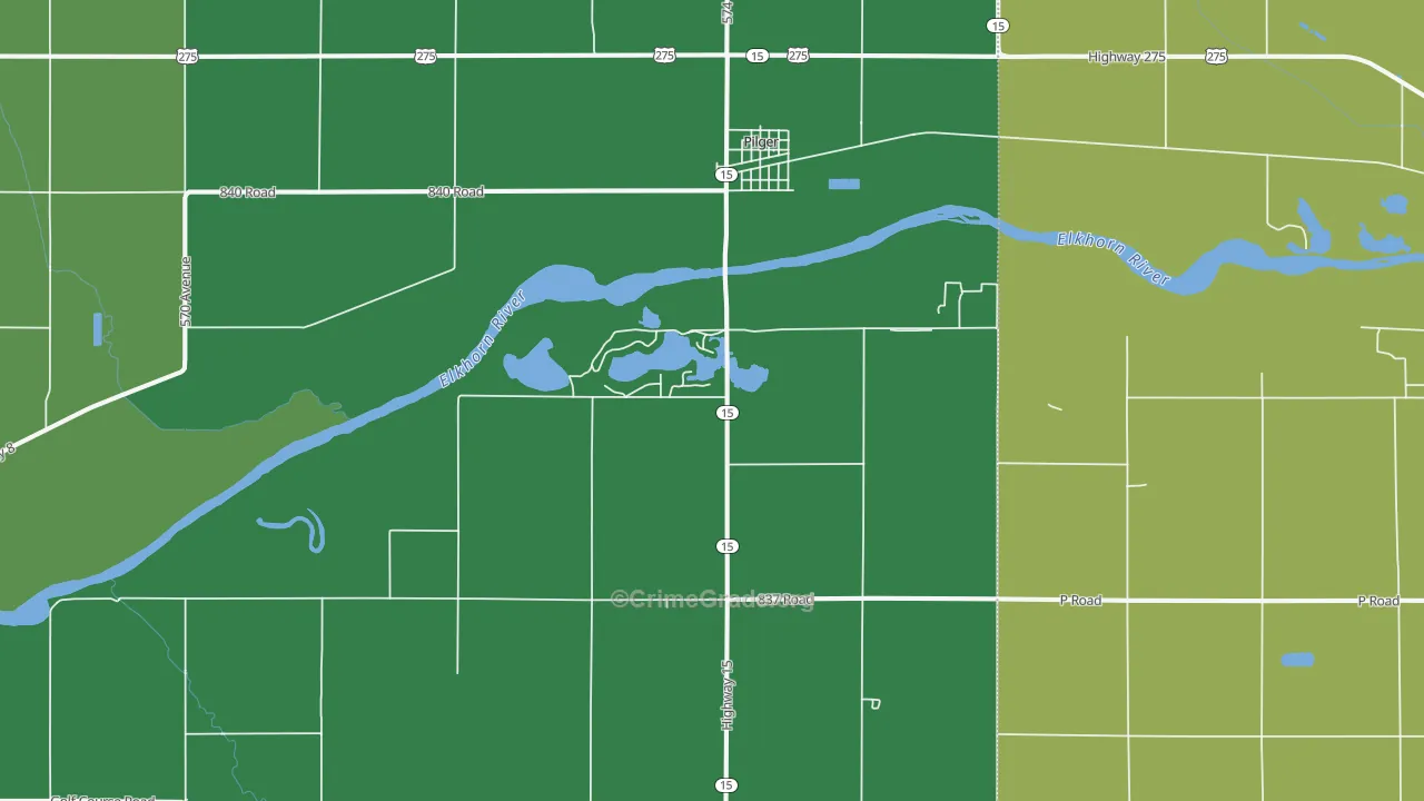 Pilger, NE Map of Vehicle Theft Rates