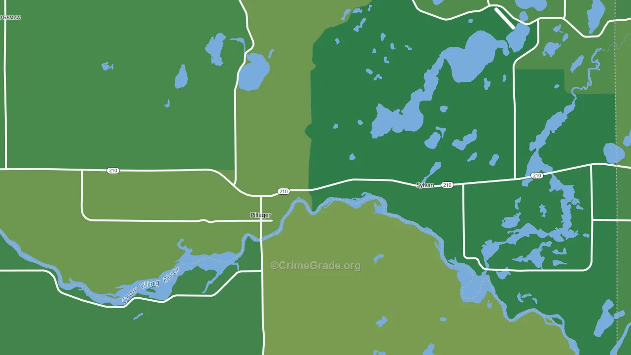 Pillager, MN Map of Vehicle Theft Rates