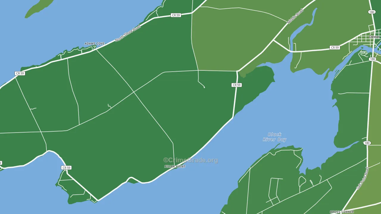 Pillar Point, NY Map of Vehicle Theft Rates