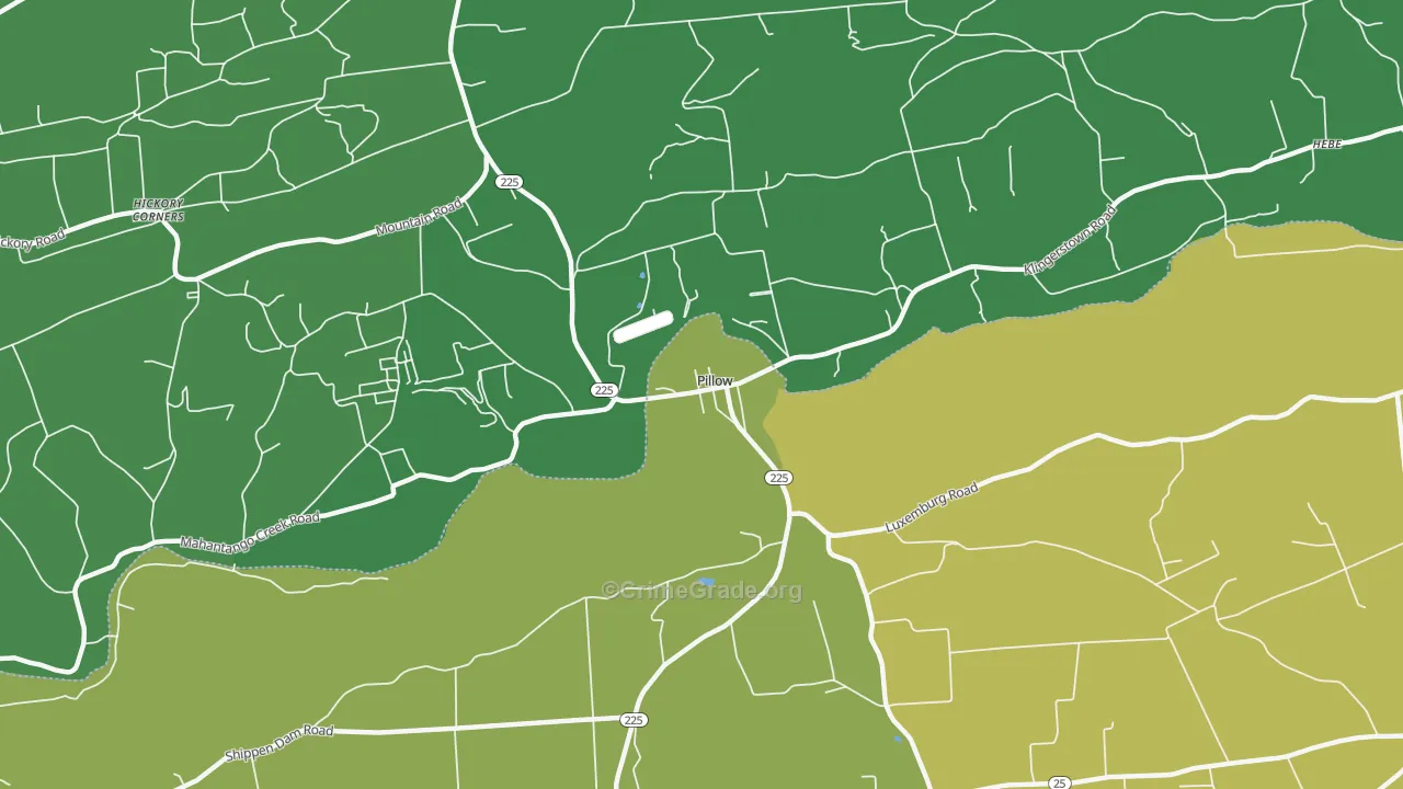 Pillow, PA Map of Vehicle Theft Rates