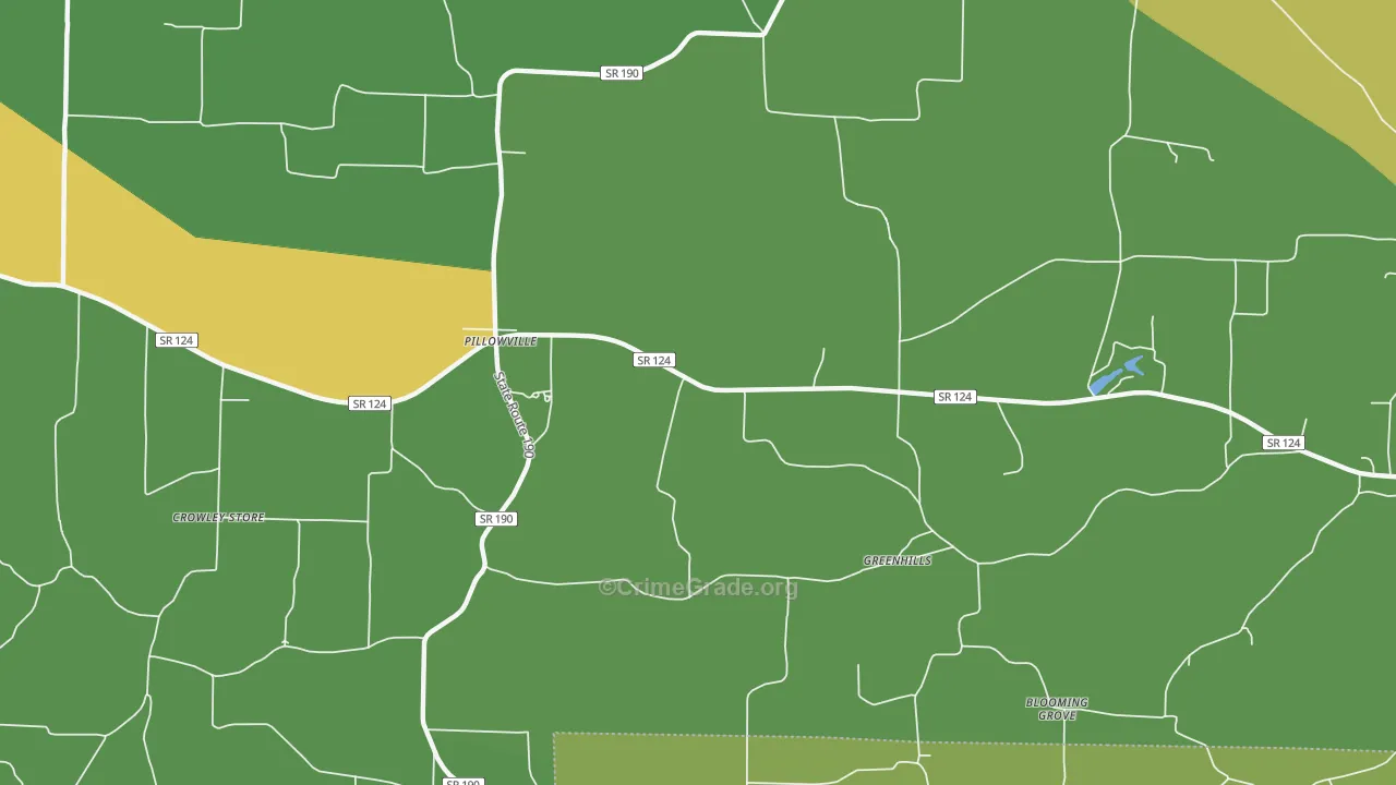 Pillowville, TN Map of Vehicle Theft Rates