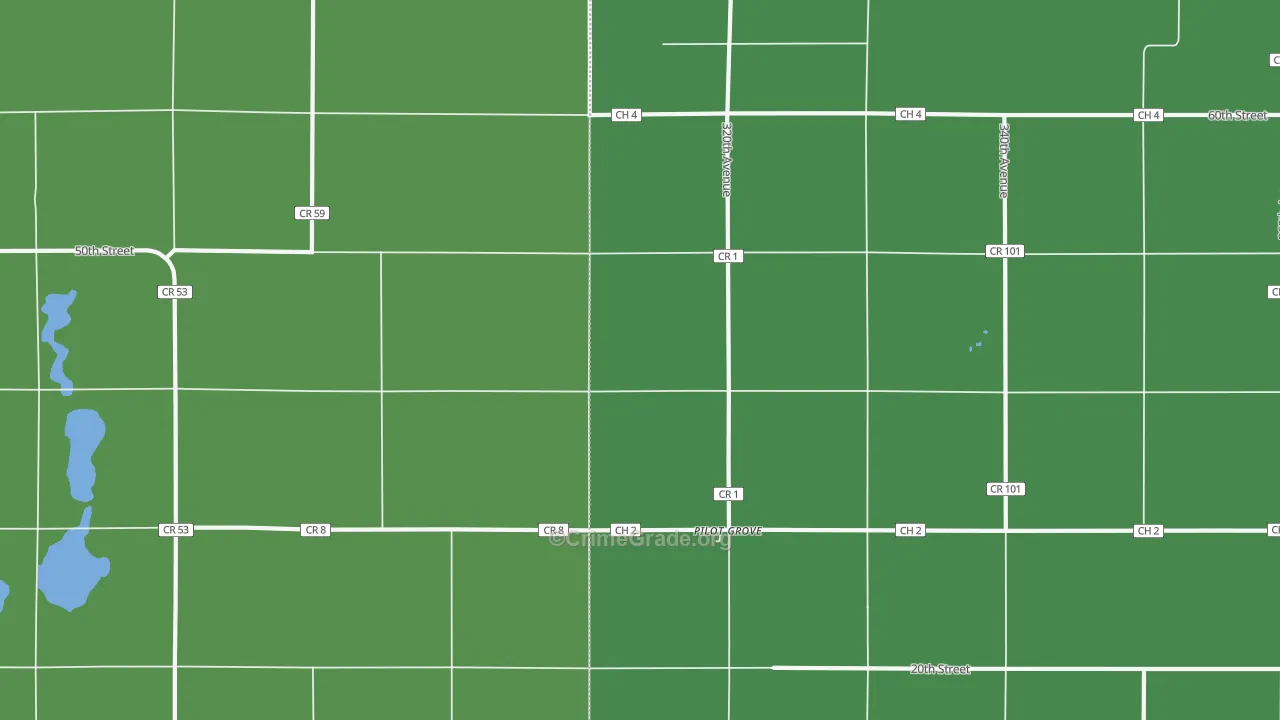 Pilot Grove, MN Map of Vehicle Theft Rates