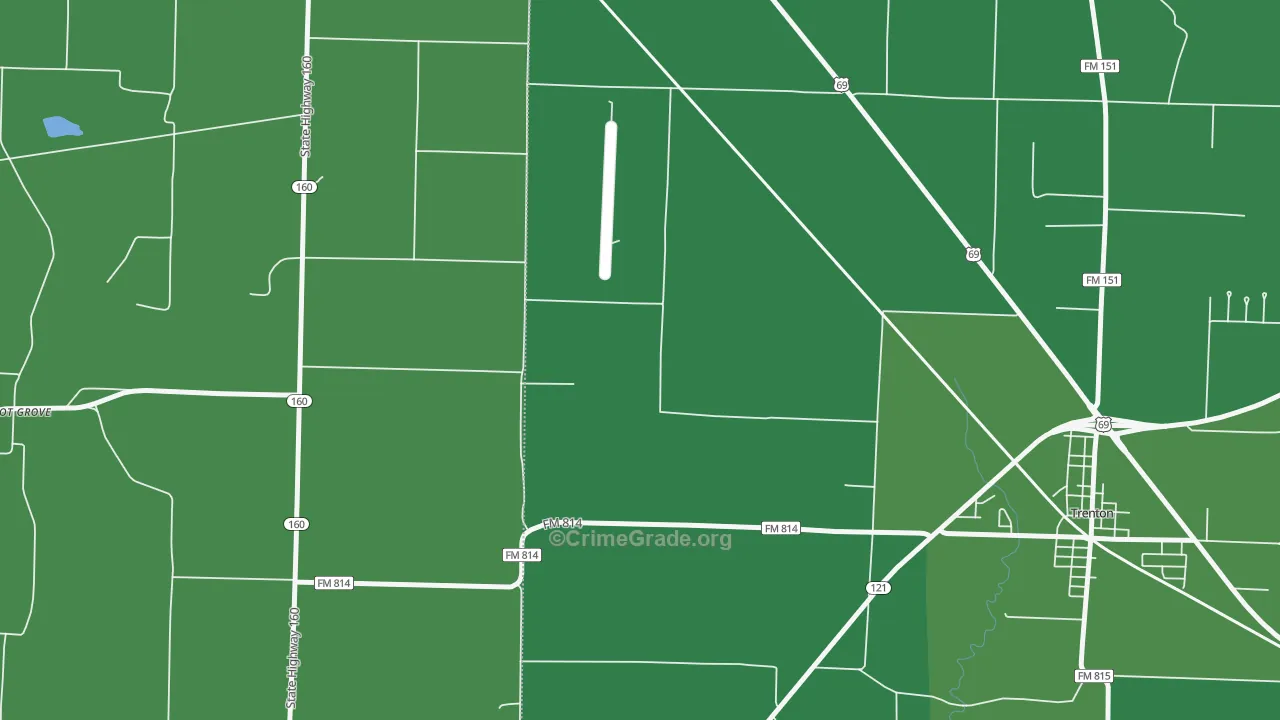 Pilot Grove, TX Map of Vehicle Theft Rates