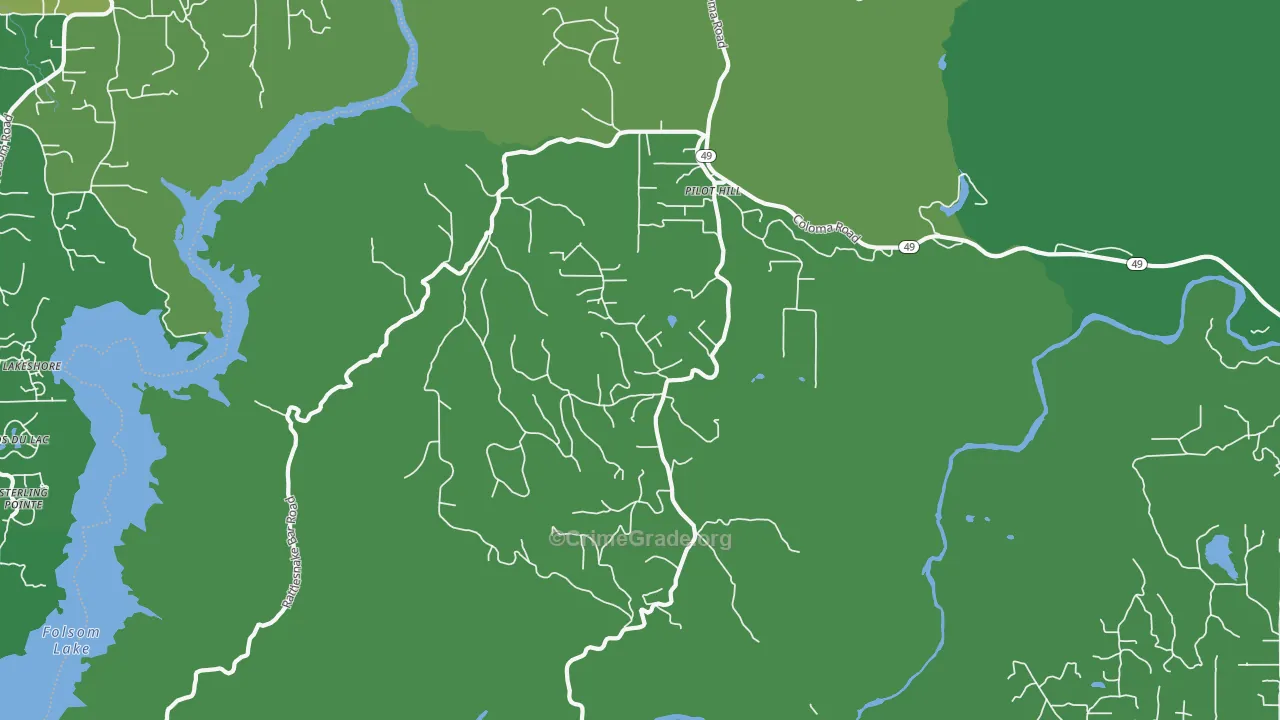 Pilot Hill, CA Map of Vehicle Theft Rates