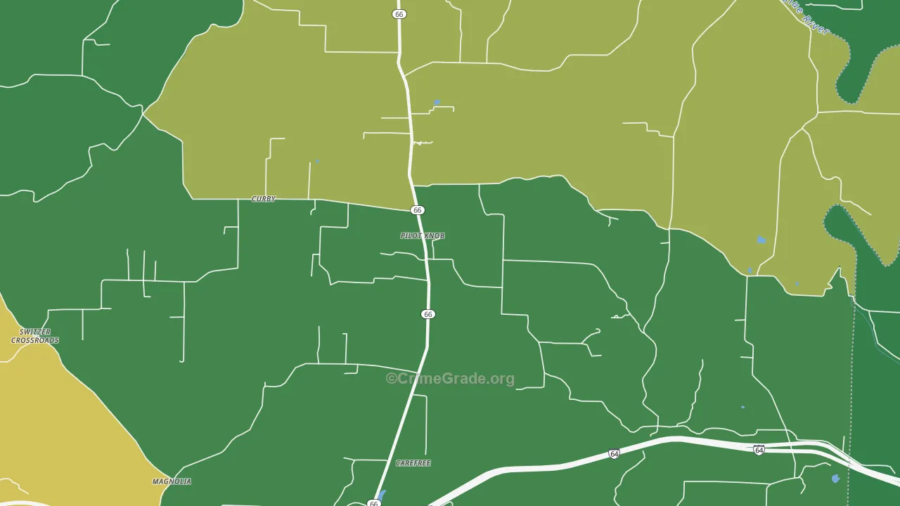 Pilot Knob, IN Map of Vehicle Theft Rates