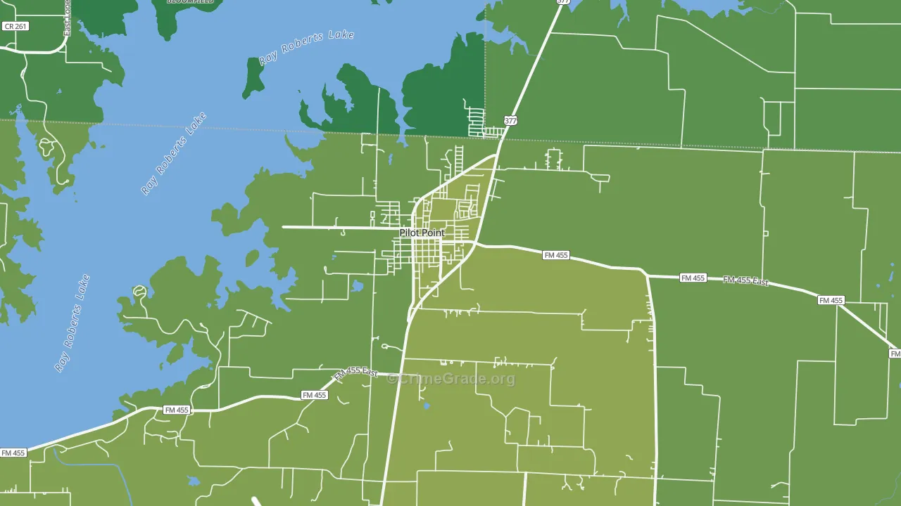 Pilot Point, TX Map of Vehicle Theft Rates