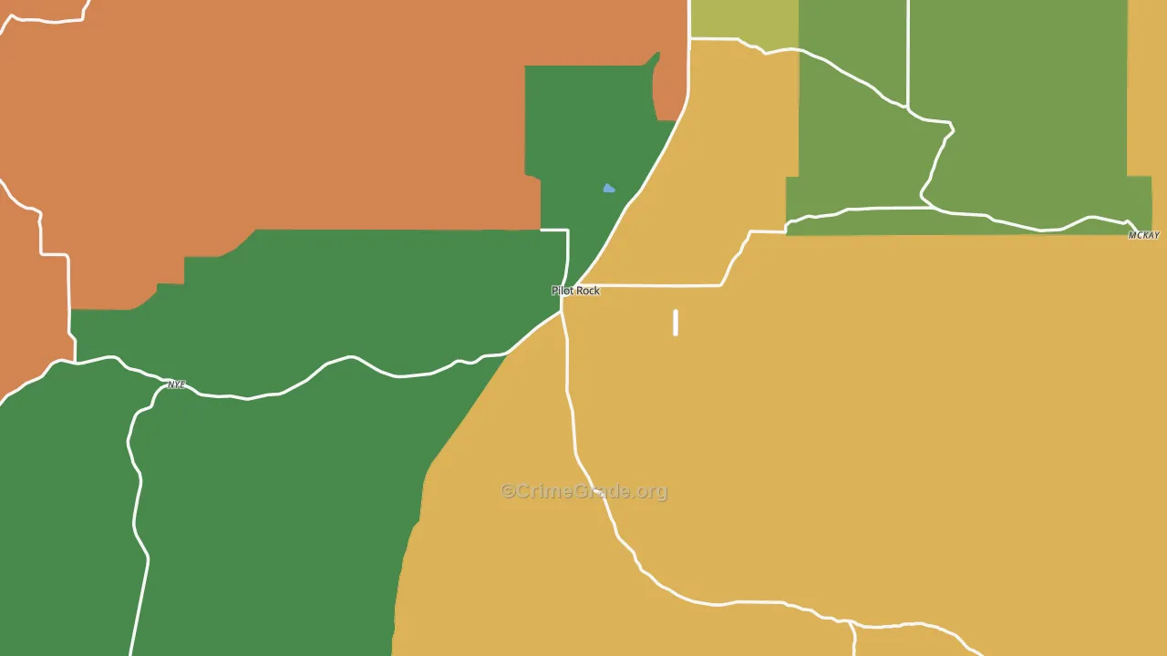 Pilot Rock, OR Map of Vehicle Theft Rates