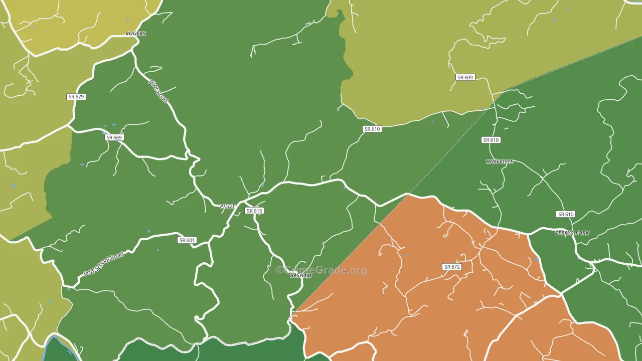 Pilot, VA Map of Vehicle Theft Rates