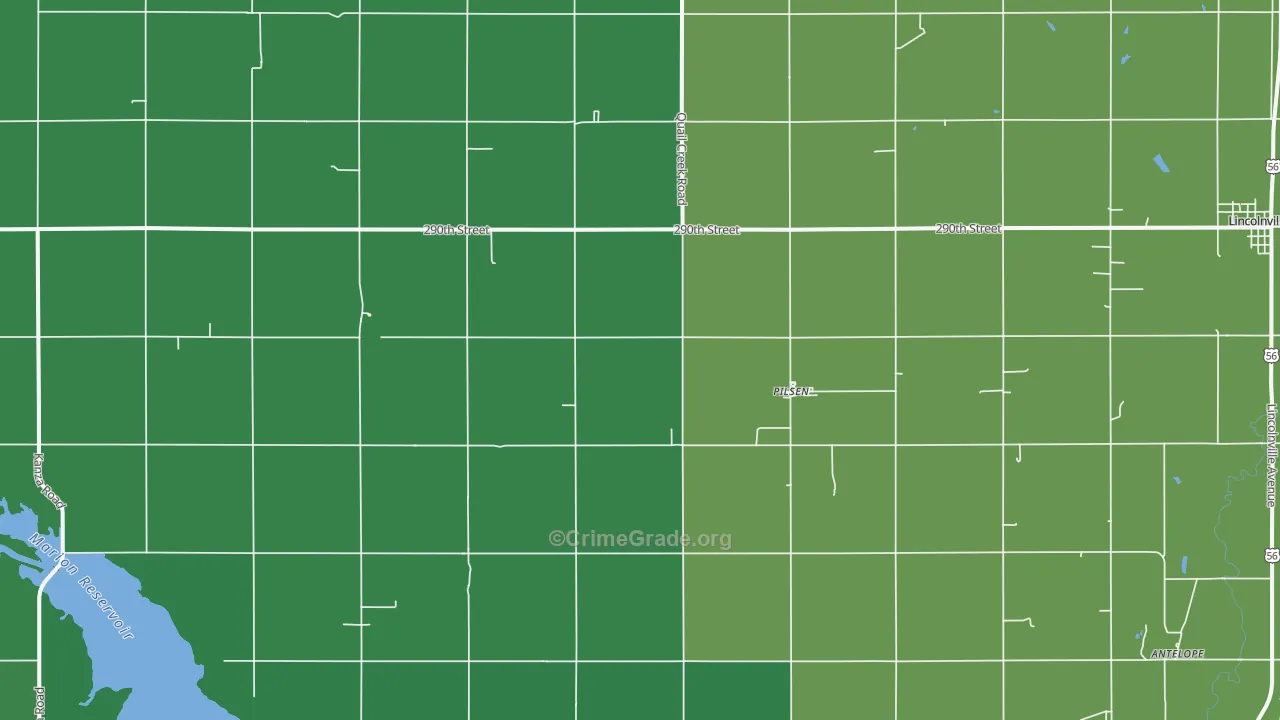 Pilsen, KS Map of Vehicle Theft Rates