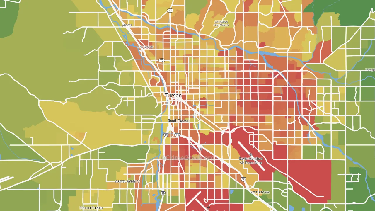 Pima County, AZ Map of Vehicle Theft Rates