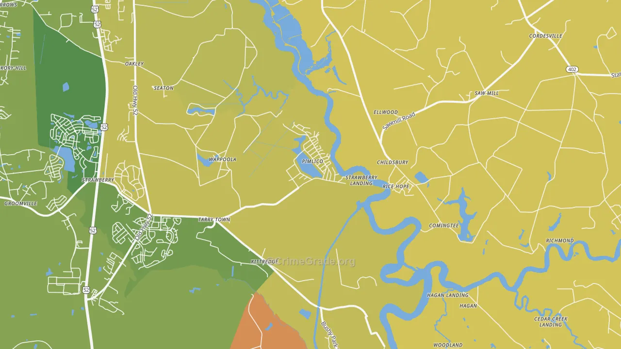 Pimlico, SC Map of Vehicle Theft Rates
