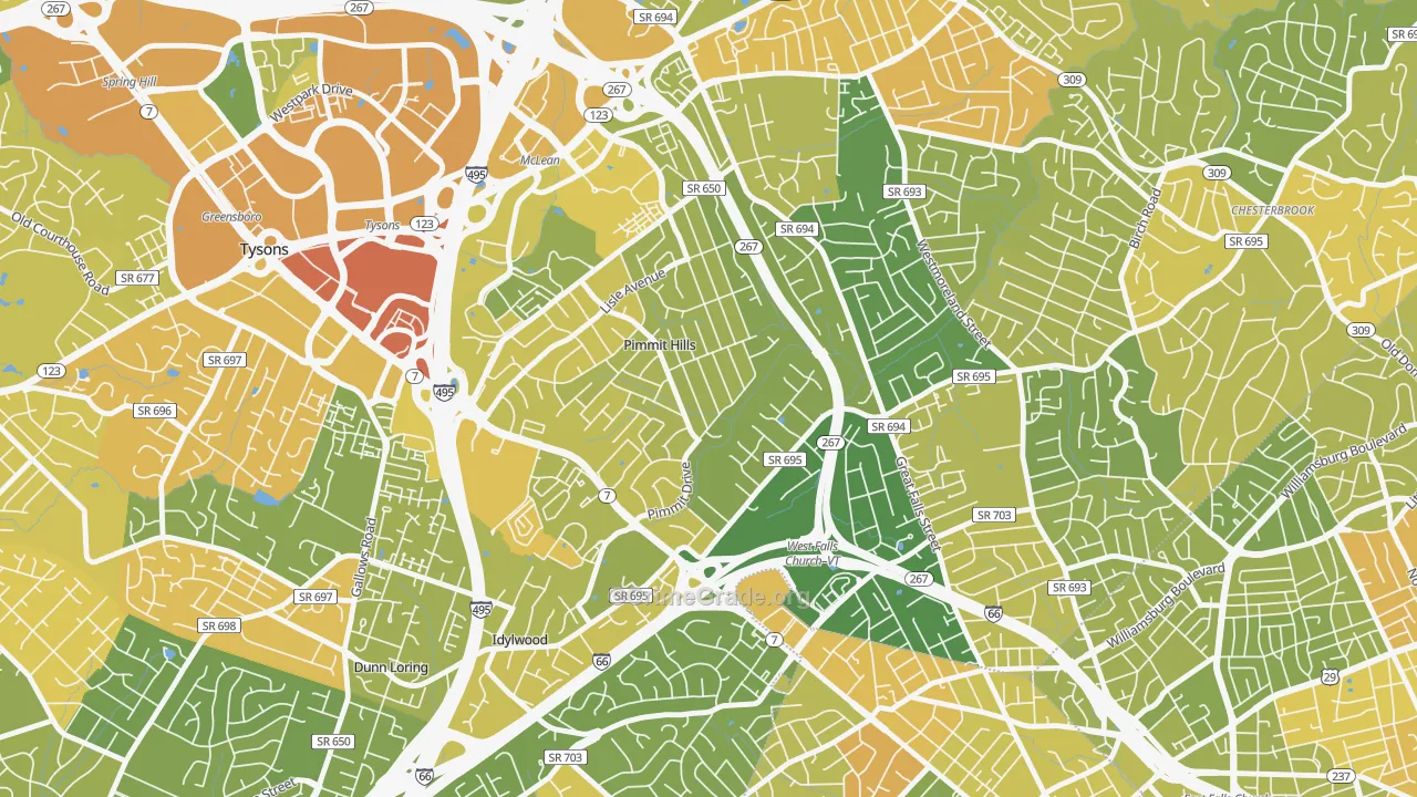 Pimmit Hills, Falls Church, VA Map of Vehicle Theft Rates