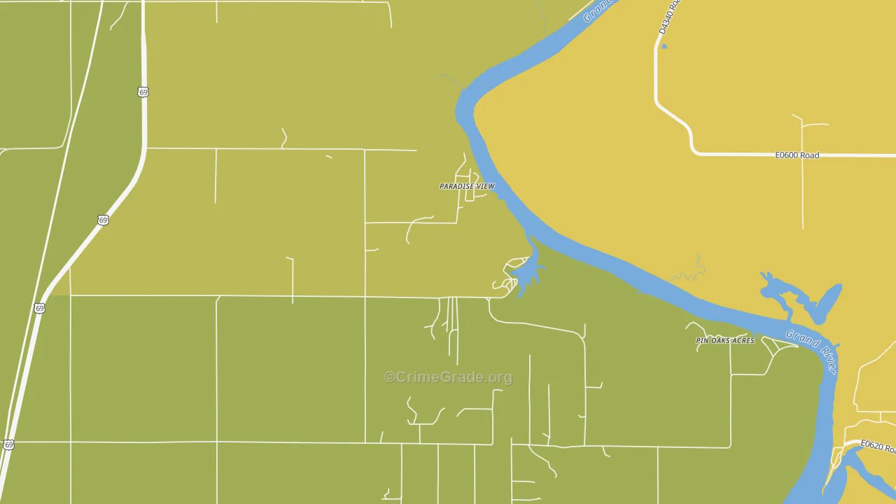 Pin Oak Acres, OK Map of Vehicle Theft Rates