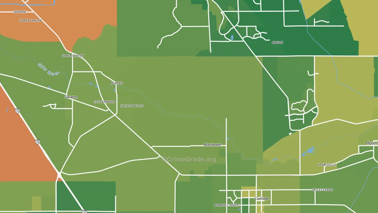 Pinal County, AZ Map of Vehicle Theft Rates