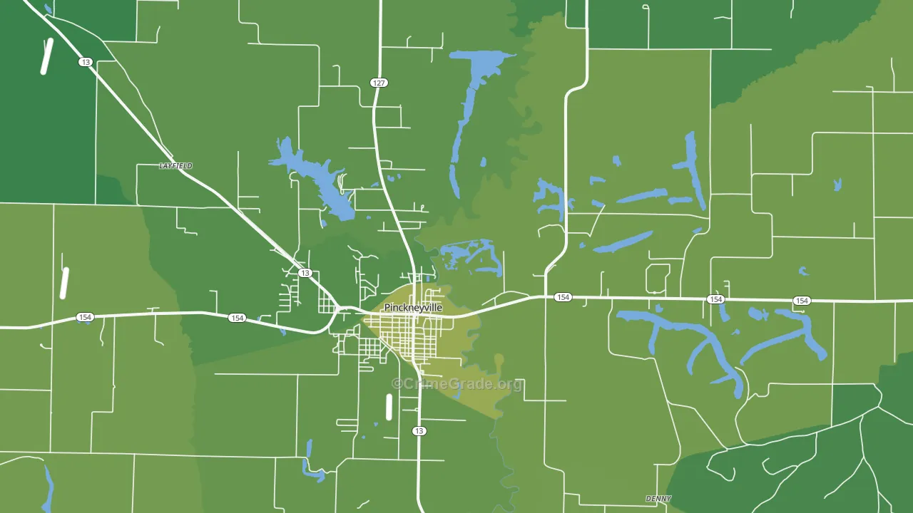 Pinckneyville, IL Map of Vehicle Theft Rates