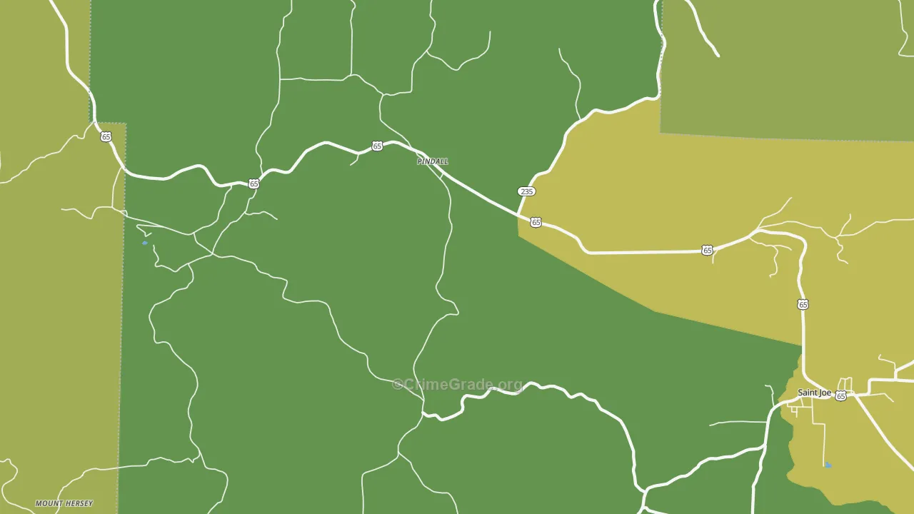 Pindall, AR Map of Vehicle Theft Rates