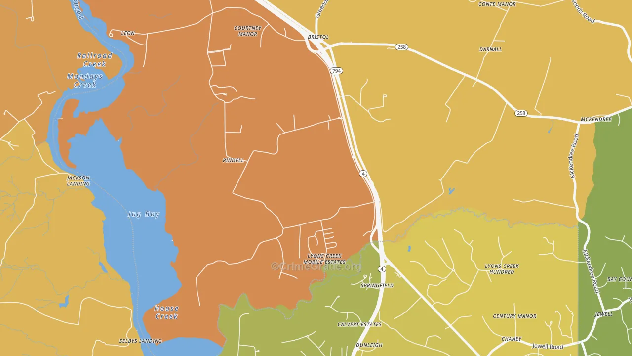 Pindell, MD Map of Vehicle Theft Rates