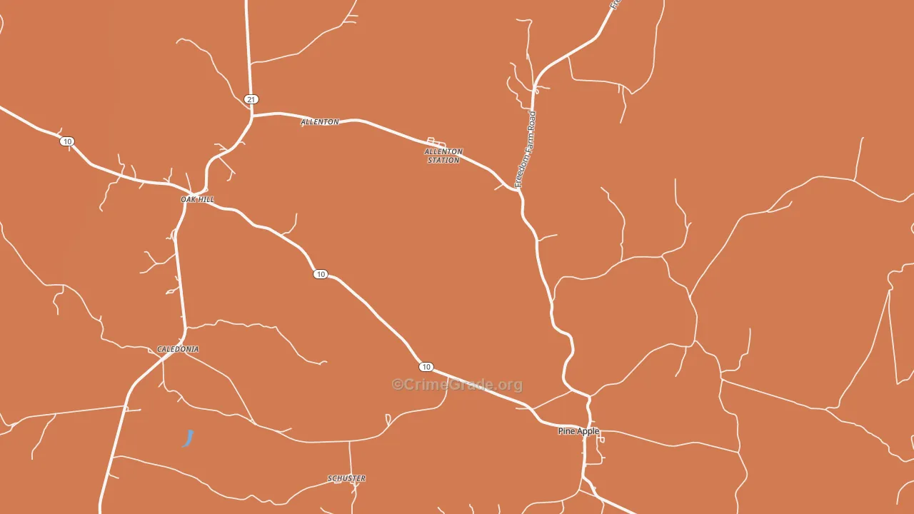 Pine Apple, AL Map of Vehicle Theft Rates