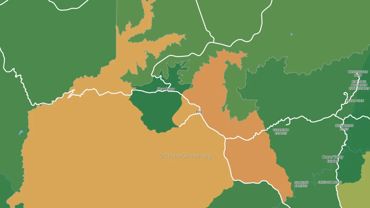Pine, AZ Map of Vehicle Theft Rates