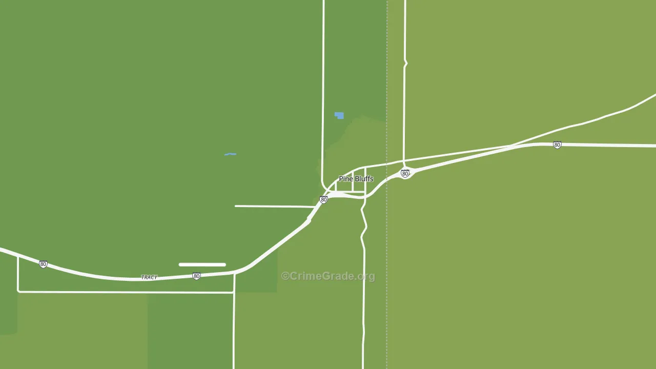 Pine Bluffs, WY Map of Vehicle Theft Rates