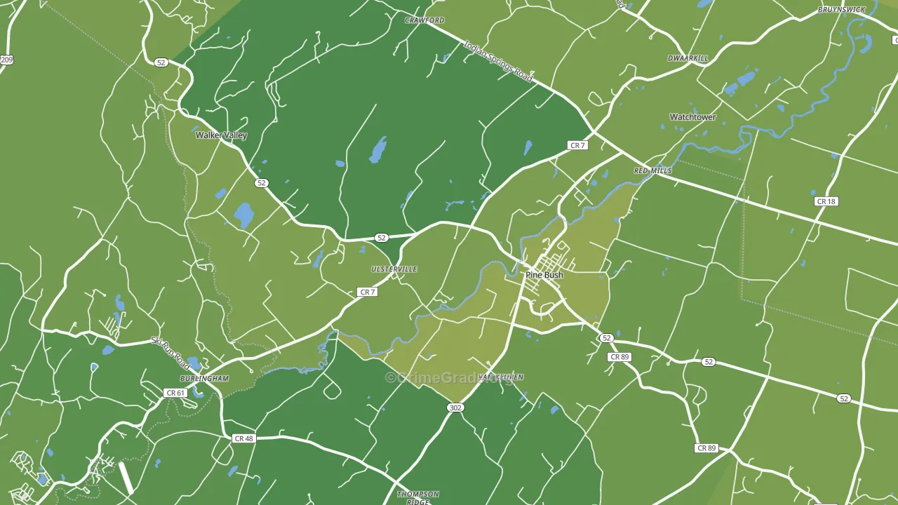 Pine Bush, NY Map of Vehicle Theft Rates