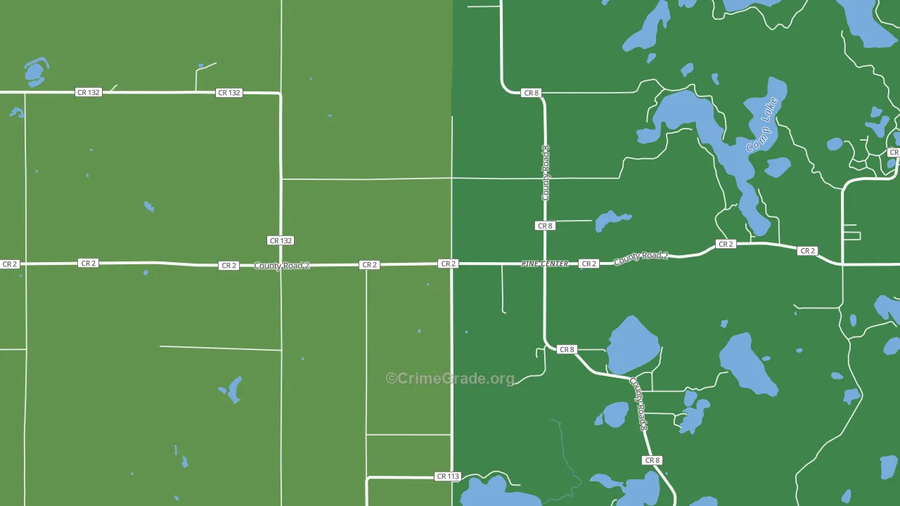 Pine Center, MN Map of Vehicle Theft Rates