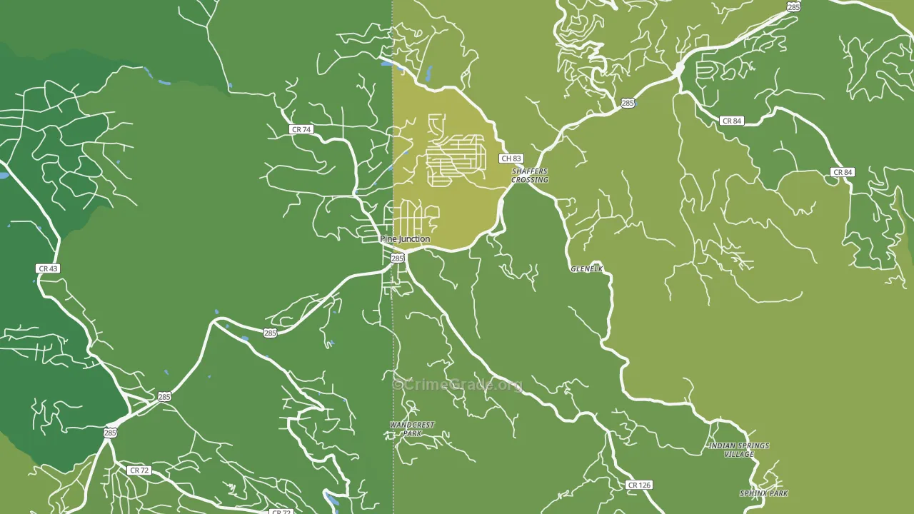 Pine, CO Map of Vehicle Theft Rates