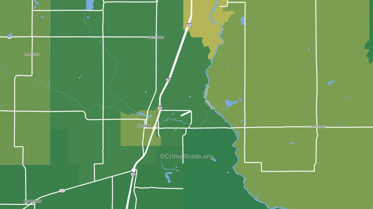 Pine County, MN Map of Vehicle Theft Rates
