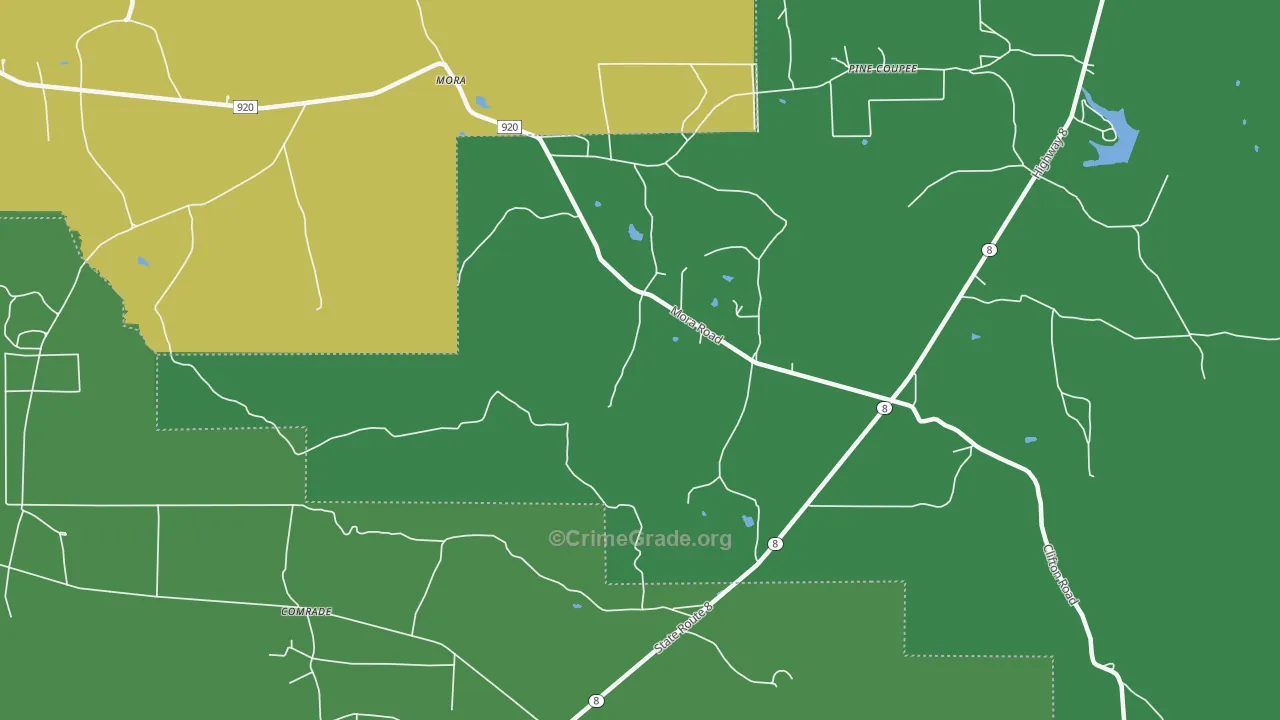 Pine Coupee, LA Map of Vehicle Theft Rates