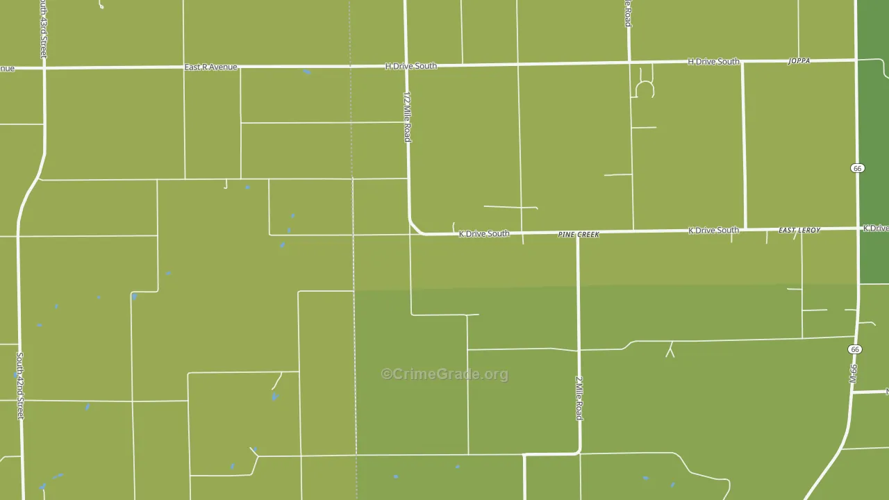 Pine Creek, MI Map of Vehicle Theft Rates