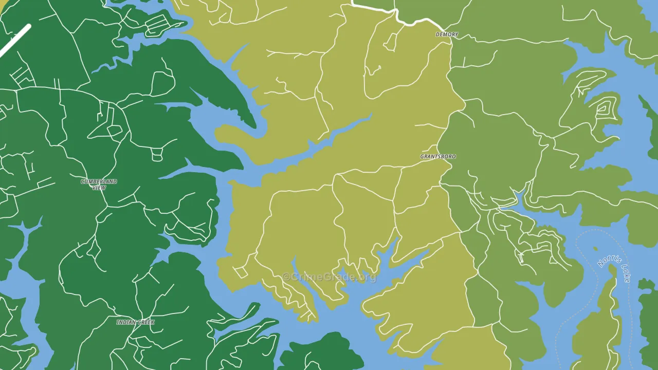 Pine Crest, TN Map of Vehicle Theft Rates