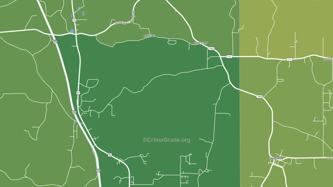 Pine Flat, AL Map of Vehicle Theft Rates