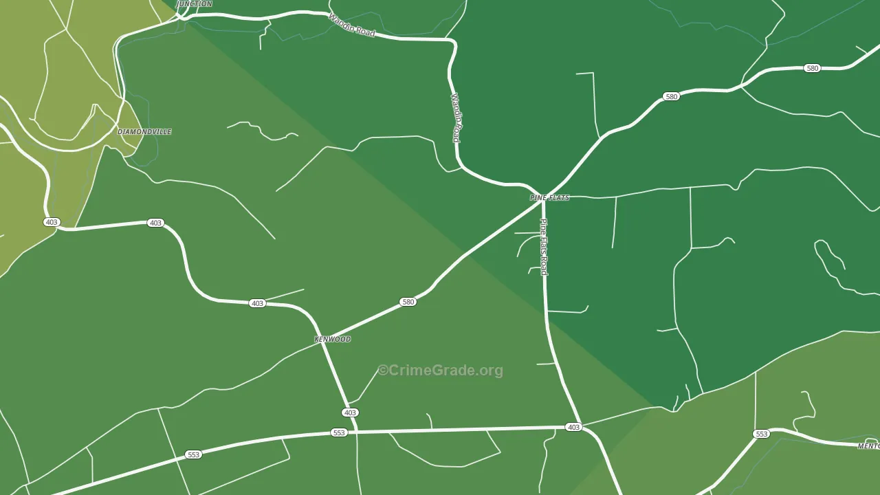 Pine Flats, PA Map of Vehicle Theft Rates