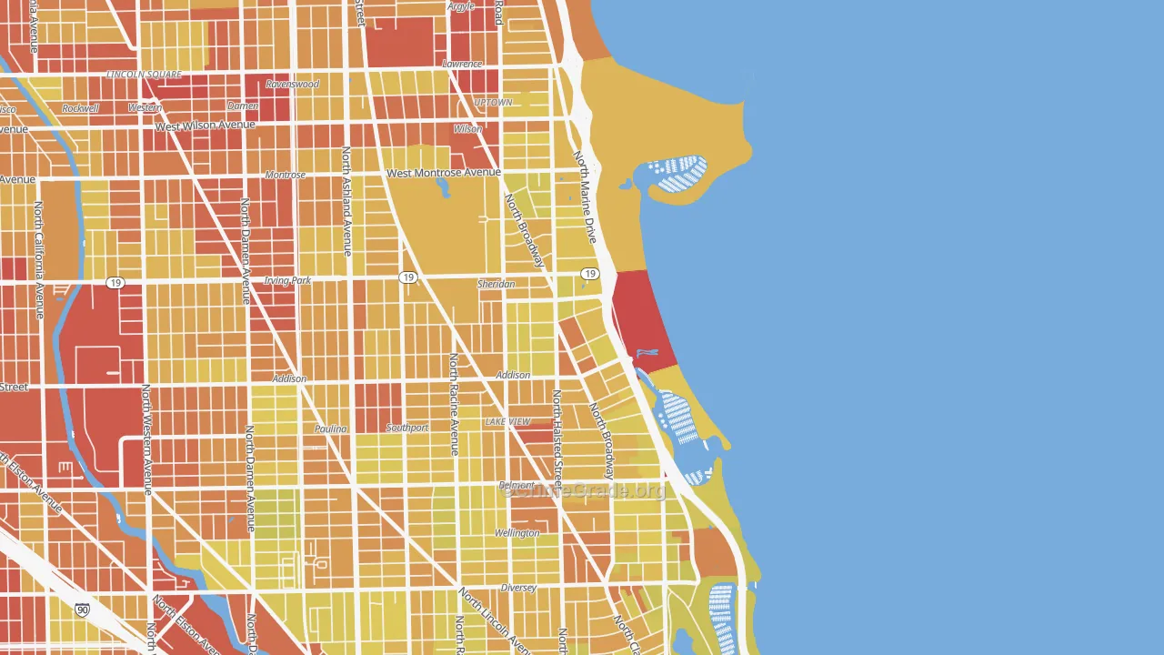 Pine Grove, Chicago, IL Map of Vehicle Theft Rates