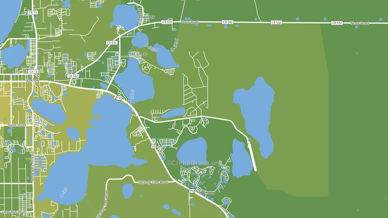 Pine Grove, FL Map of Vehicle Theft Rates