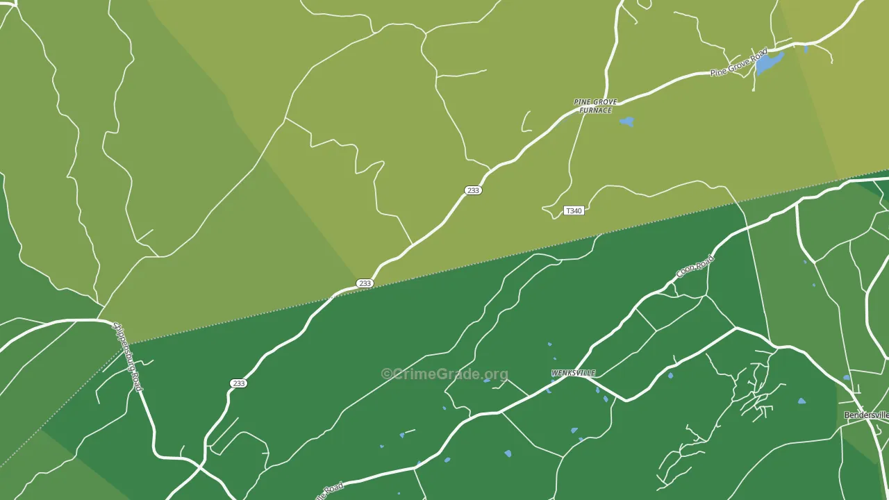 Pine Grove Furnace, PA Map of Vehicle Theft Rates