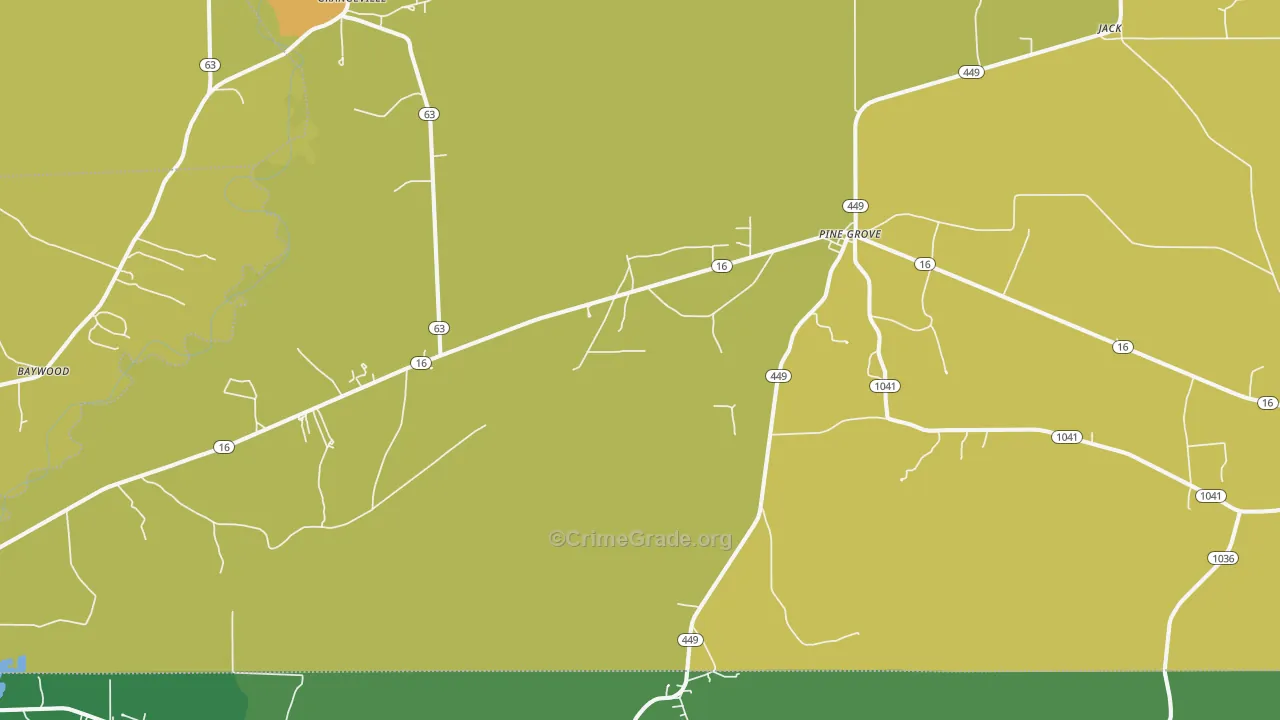 Pine Grove, LA Map of Vehicle Theft Rates