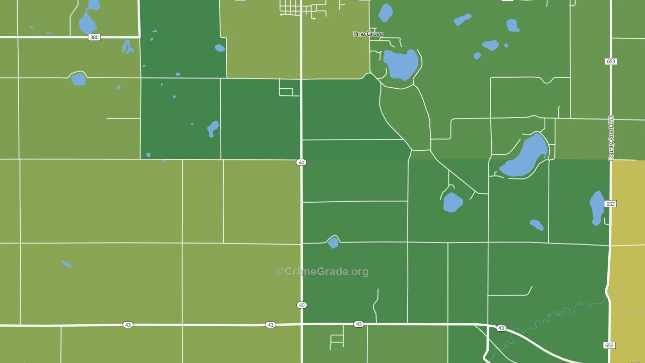 Pine Grove, MI Map of Vehicle Theft Rates